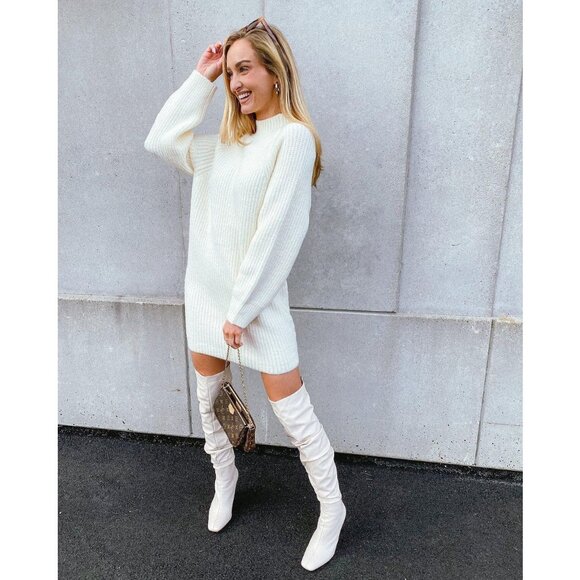 Express Mock Neck Shift Sweater Dress L - Picture 10 of 10